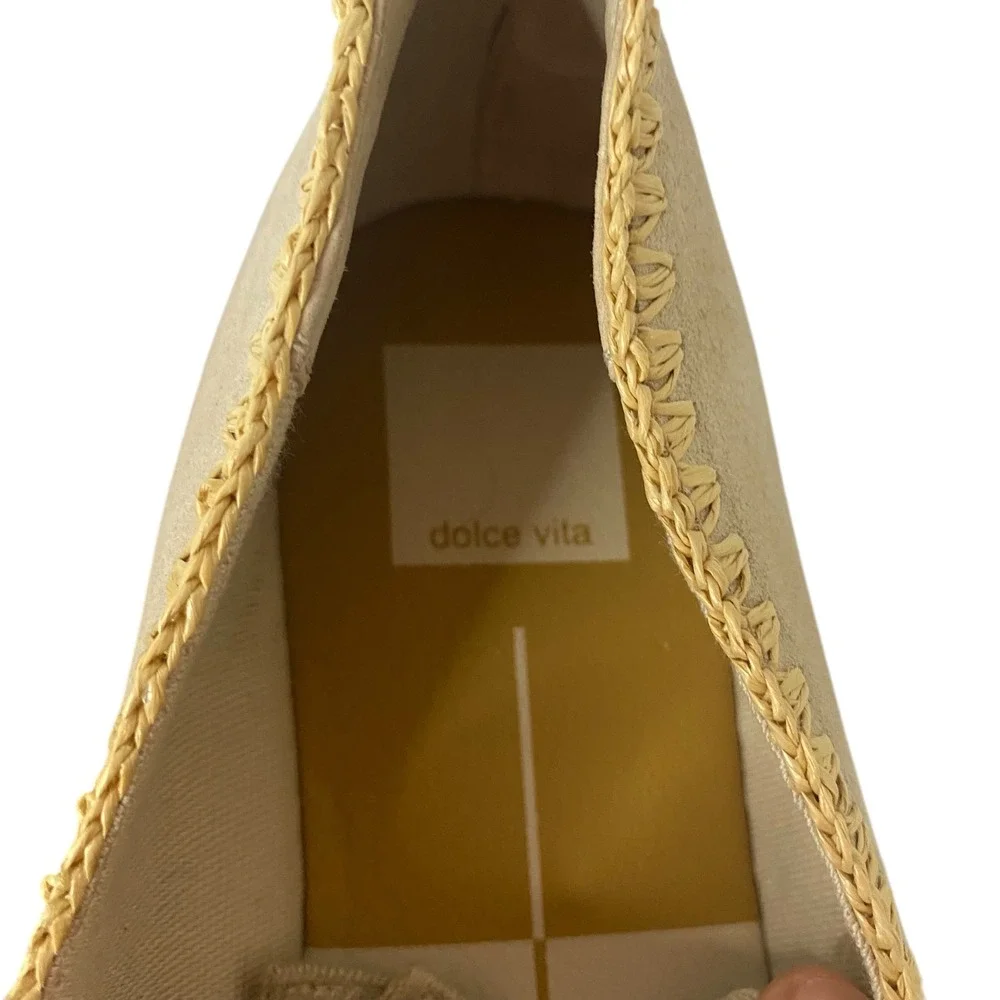 Dolce Vita Morgan Tan Suede‎ Espadrille Flats Ribbon Ankle Tie Shoes Womens 9.5